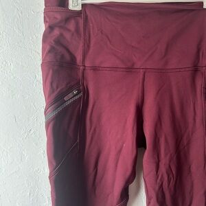 lululemon athletica Burgundy Leggings with High-Rise Waistband and Slim Fit